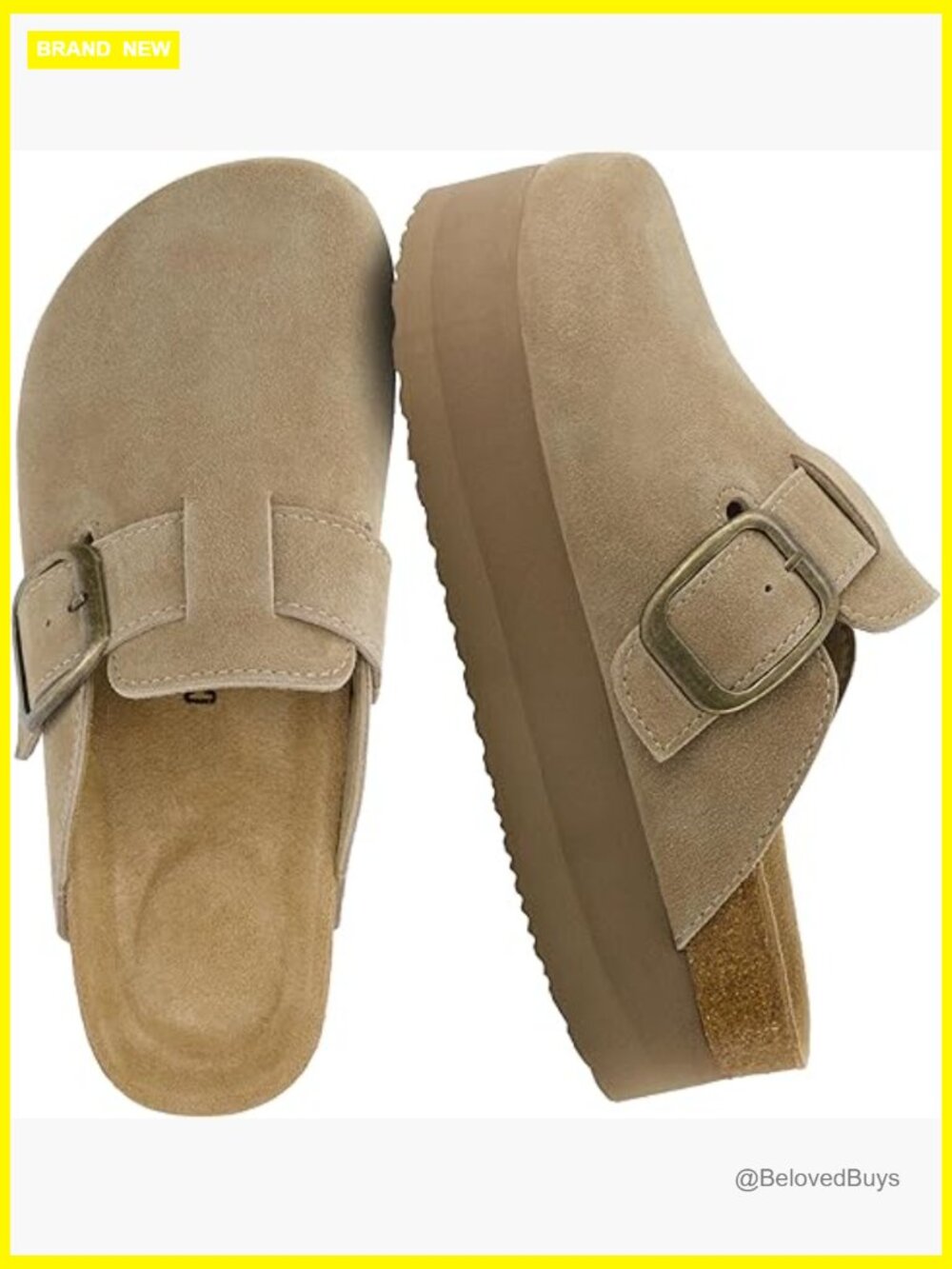 Genuine Suede Cork Footbed Platform Clog, Wide Widths Available - Picture 1 of 7